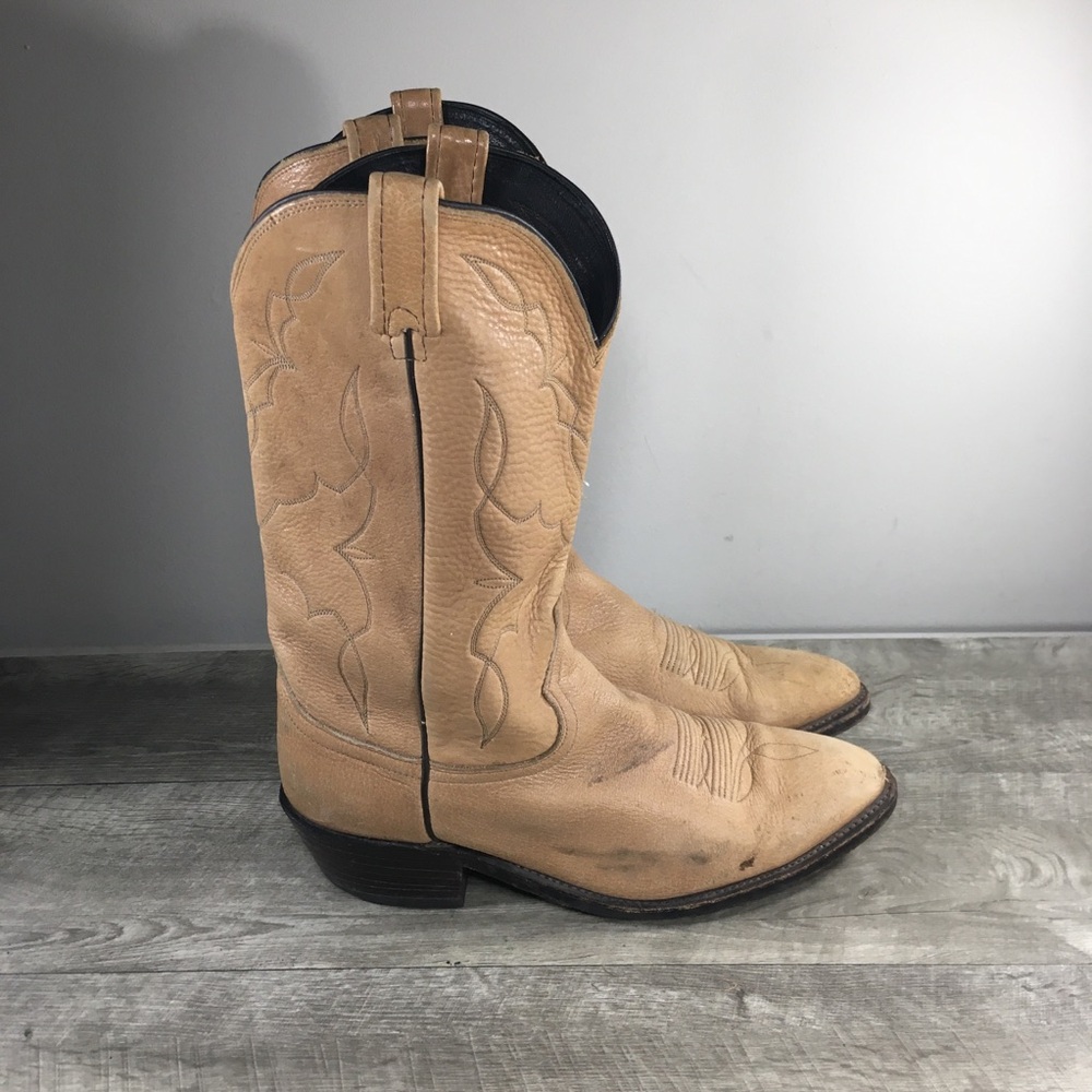 Dan Post 16539 Smooth Elk Skin Soft Leather Cowboy Western Mens Boots Size 12 D